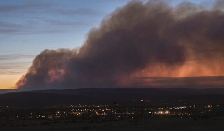 Smoke from the Hermits Peak-Calf Canyon wildfire over Las Vegas