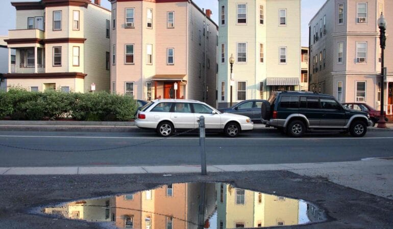 An East Boston neighborhood showcases its stock of triple-deckers.