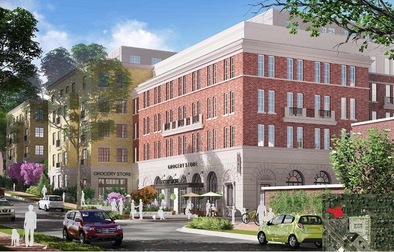 Rendering of a proposed mixed-use development in Rock Creek West