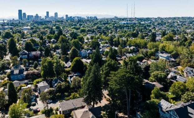 Photo of neighborhood surrounding downtown Seattle.