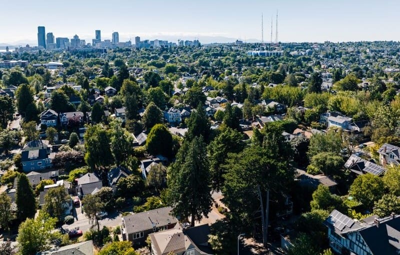 Photo of neighborhood surrounding downtown Seattle.