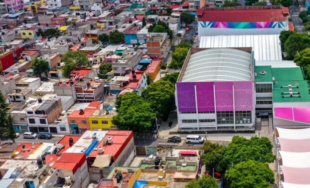 Colorful buildings in Iztapalapa, Mexico