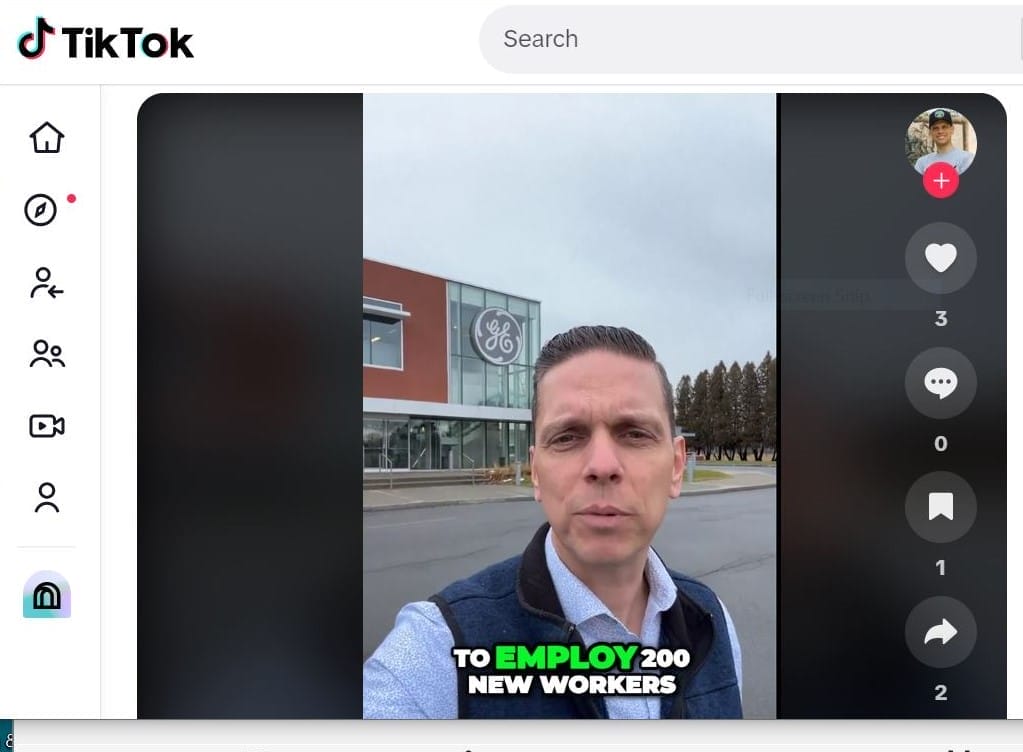 Screenshot of Tiktok video featuring a person in front of a building.