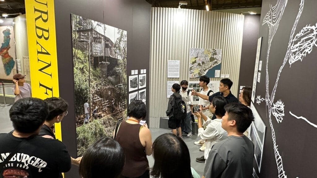 Visitors explore the Design with Nature Now exhibit in Taipei.