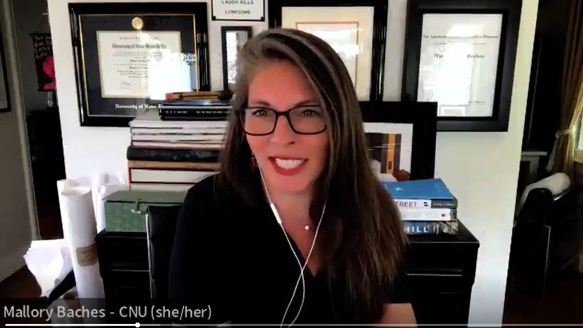 Screenshot of Mallory Baches from Zoom interview.
