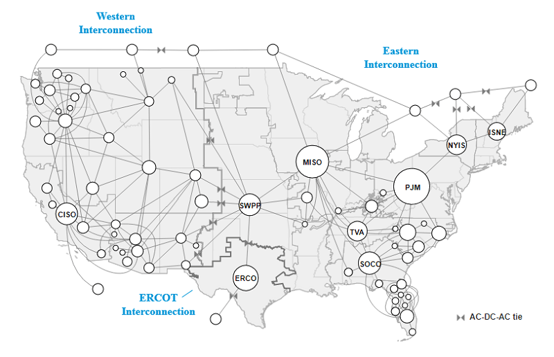 Map of U.S. power grid