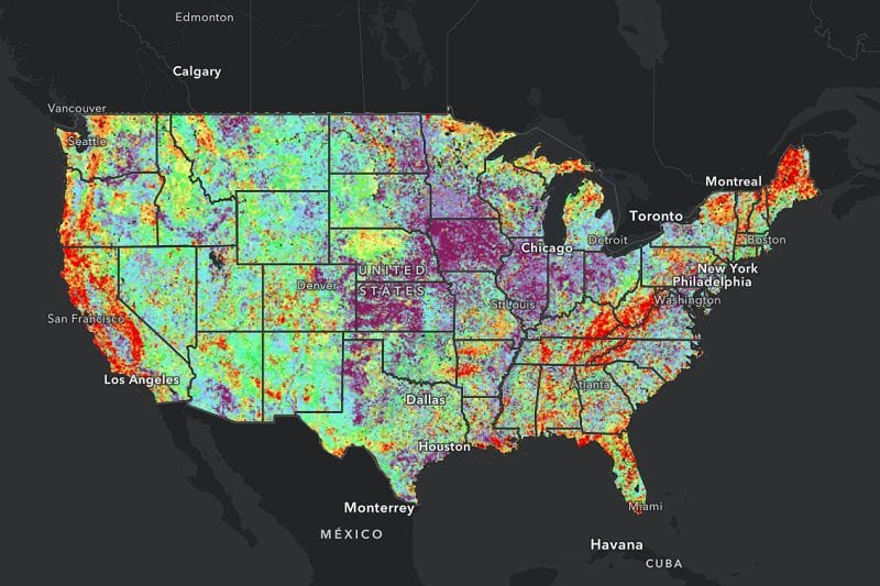 Map of US conservation land priorities