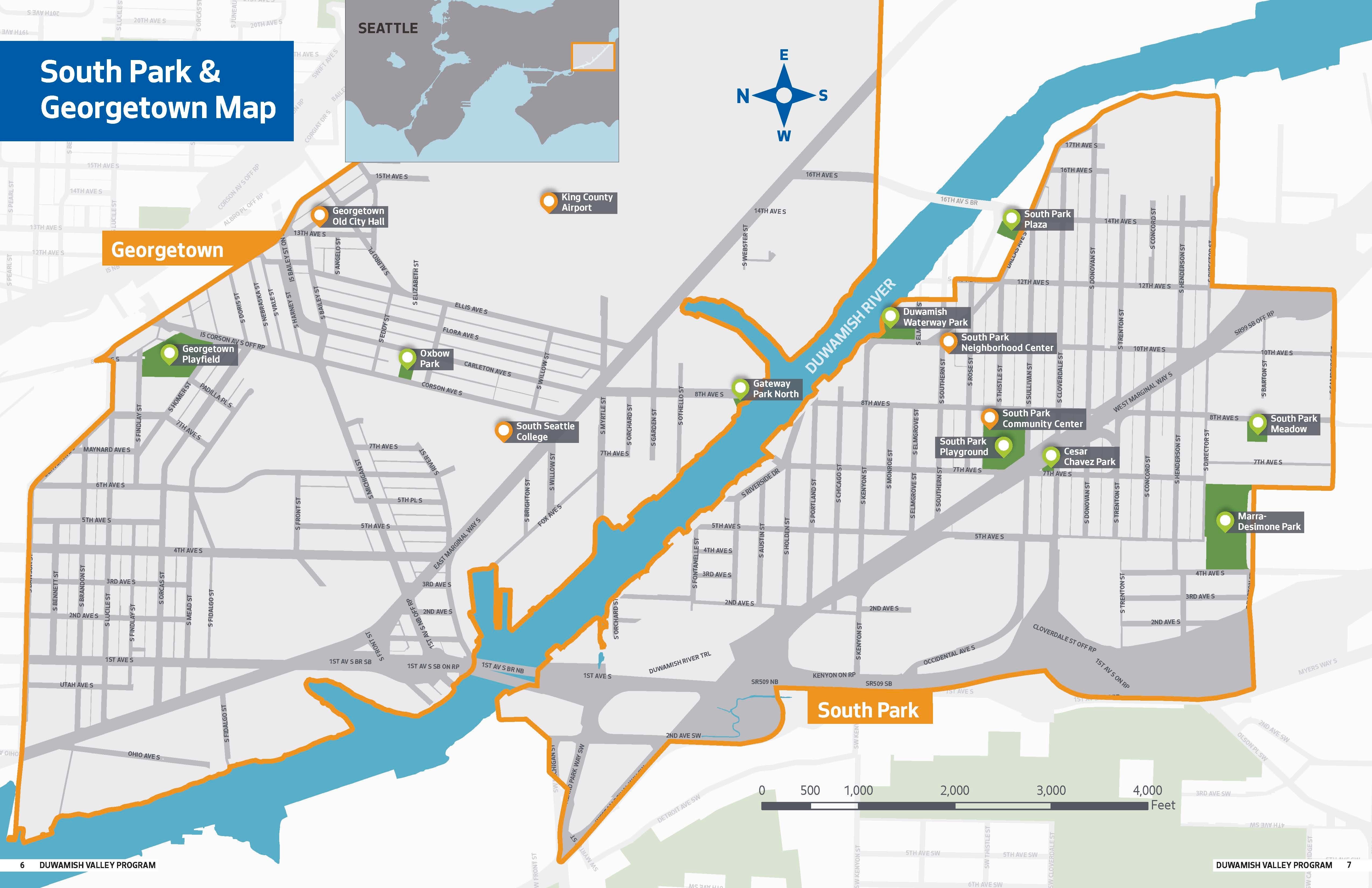 Graphic map of the South park and Georgetown neighborhoods 